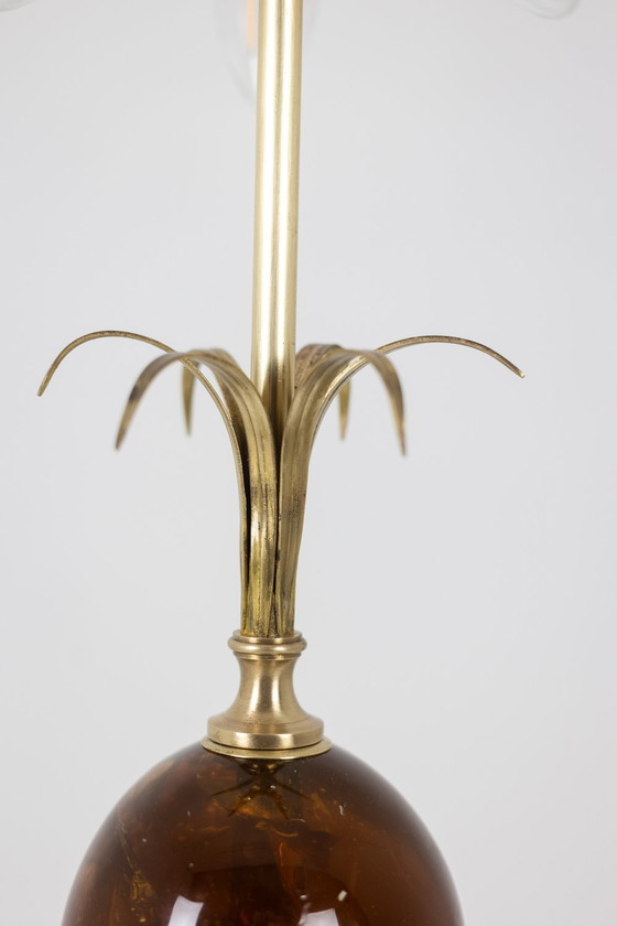 Image 1 of Maison Charles: Lampada a forma di uovo in resina frattale e bronzo, circa 1970