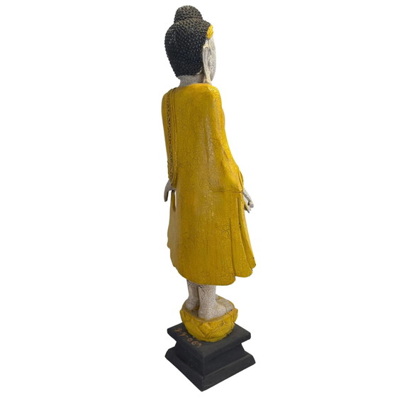 Buddha in Piedi Stile Mandalay con Finitura Craquelé (87,5 cm) del 1969 – Sculture, Wood, Mid Century Modern (photo 4 of 11)