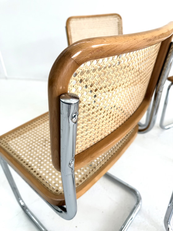 Set van 4 vintage Cesca eetkamerstoelen, Italië ‘80 – Chrome, Wood (photo 6 of 13)