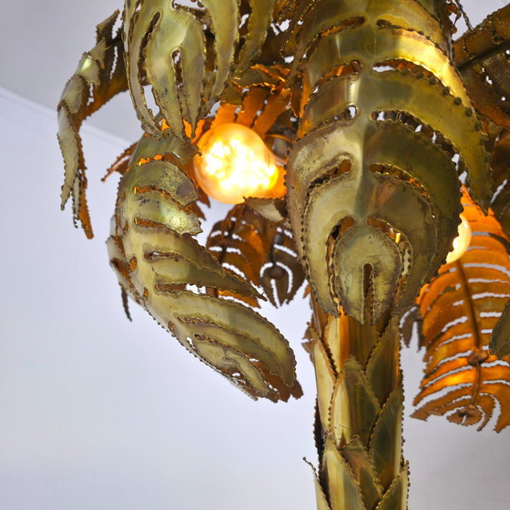 Image 1 of Maison Jansen palm tree lamp 70s mid century brass