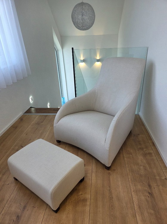 B&B Italia Maxalto Kalos Armchair with Ottoman, Antonio Citterio, Textile, Beige (photo 2 of 8)