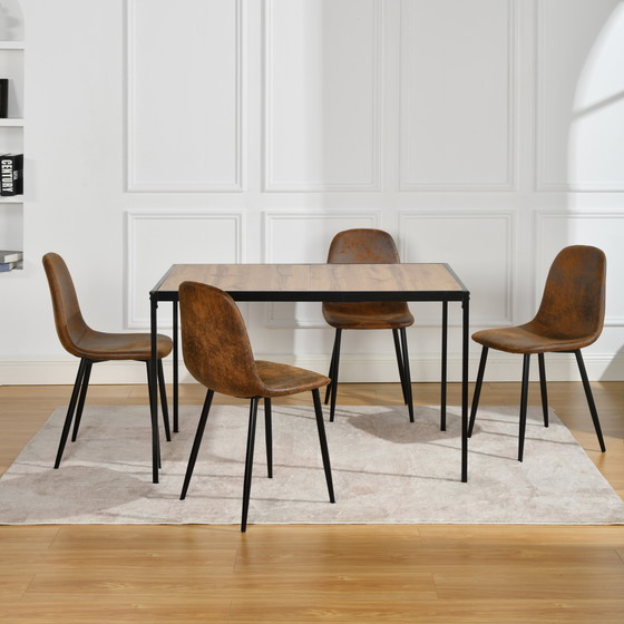 Image 1 of 4x Urban Meuble Chaises de Salle à Manger Scandinaves Vintage Suède Marron Rétro
