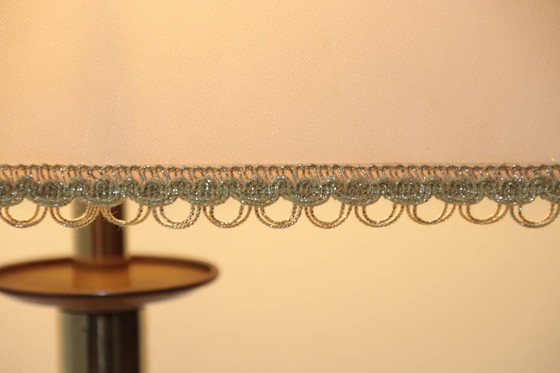 Image 1 of Brass table lamp with fabric border, 43cm, 90s vintage