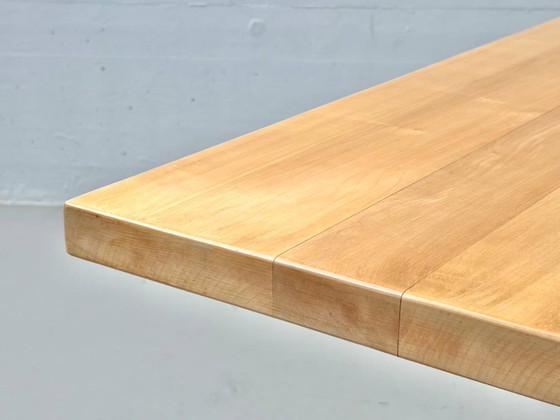 Image 1 of Solid beechwood coffee table with cast iron legs, 1980s