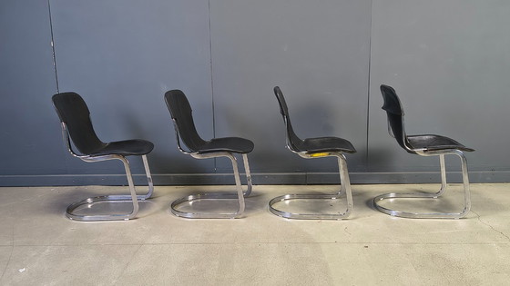 Image 1 of Chaises de salle à manger vintage de Willy Rizzo pour Cidue, ensemble de 4, années 1970
