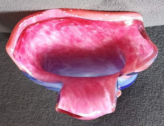 Image 1 of Skulpturale Vase aus mundgeblasenem Glas, signiert Gambier 1996 – Französische Glaskunst