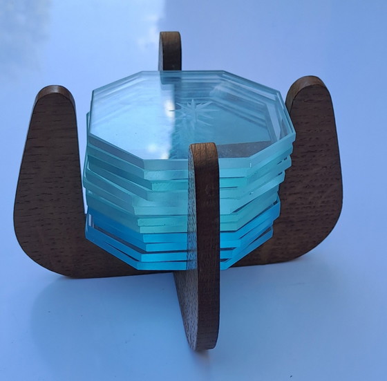 Image 1 of 12 x vintage glass coasters from the 1950s