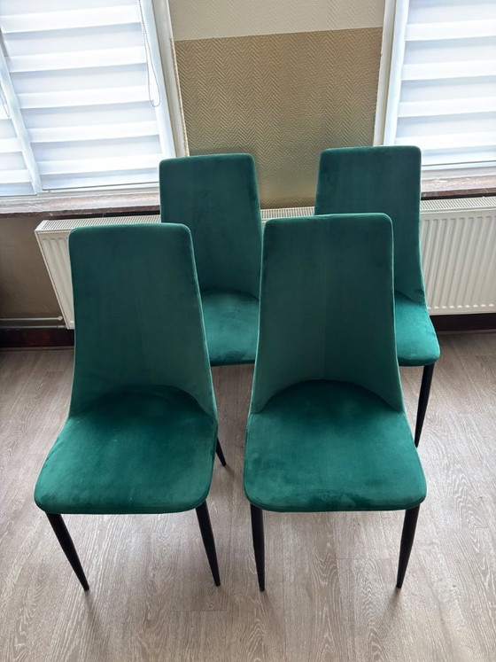 Set di 8 sedie in velluto – tortora e verde smeraldo – ottime condizioni – beliani, Sedie da pranzo, Velvet (photo 4 of 5)