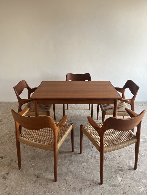 5x Original "Niels Otto Møller Model 55" Armchair Teak Paper Cord J.L. Møllers!!