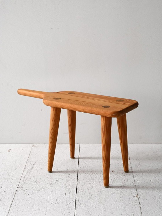 Image 1 of 1950s Scandinavian stool in solid larch