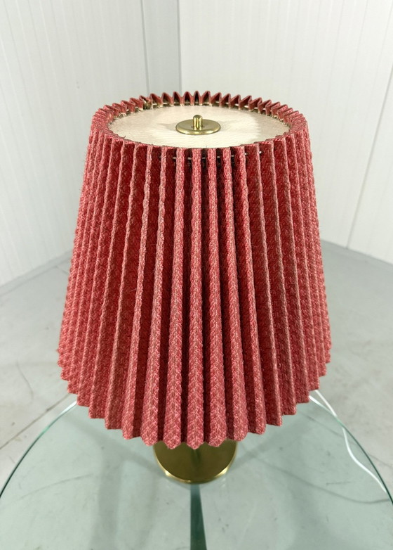 Image 1 of Brass Table Lamp With Pleated Shade 1950's