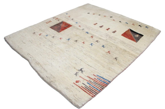 Image 1 of Original Persian carpet Gabbeh Ghashghai Oriental carpet 219 cm x 195 cm Old Natural