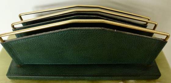 Image 1 of Set da ufficio/scrivania vintage in pelle da 4 pezzi.