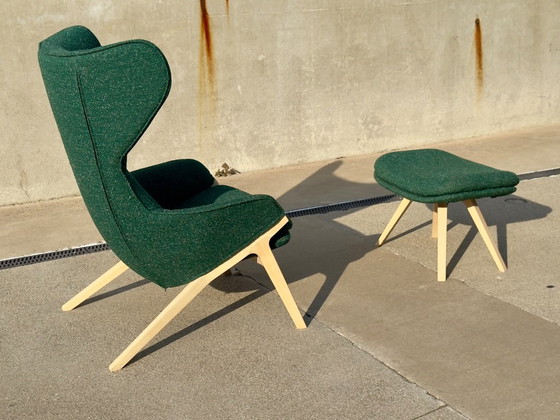 CASSINA P22 Armchair + Ottoman design PATRICK NORGUET green | ash – Textile (photo 14 of 14)
