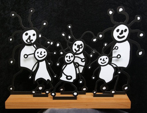 Kostabi, Paul - SPRKL Family - Pop-Art-Skulptur / Aluminium - handsigniert