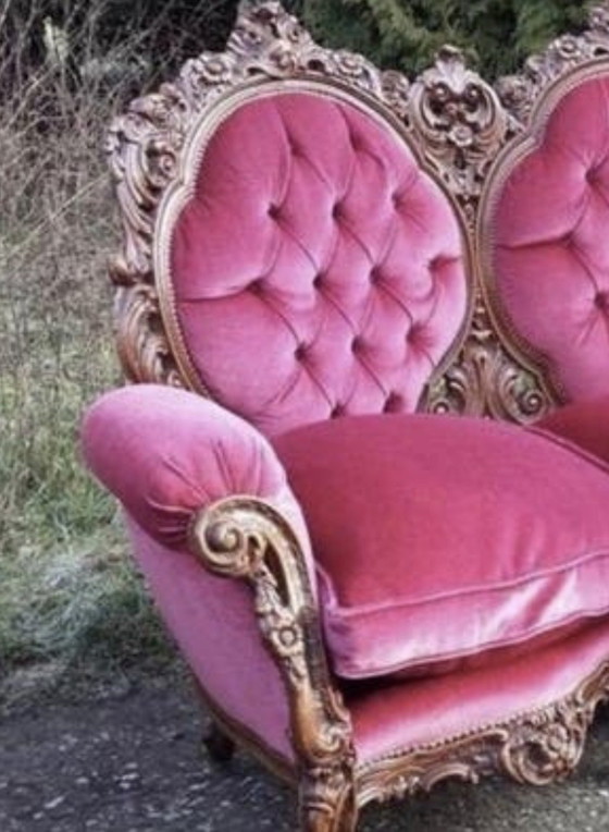 Image 1 of Barok bank met fauteuils 