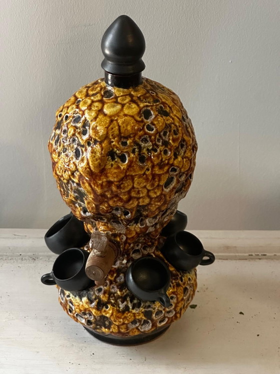 Émaux des Dunes enamelled ceramic liqueur set – 70s – Glass & Decanter, Vintage (photo 2 of 14)