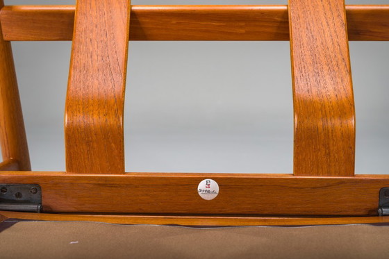 Image 1 of Fauteuil met model FD 164 frame van Arne Vodders en model 118 armleuningen van Grete Jalks in teak en zwart leer, Denemarken, ja