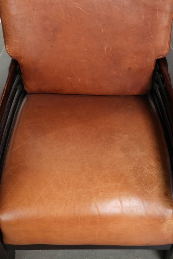 2 begehrenswerte cognacfarbene Rindsleder Art Deco Sessel aus dem 20. Jahrhundert – Leather (photo 6 of 13)