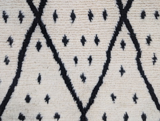 Image 1 of Tapis berbère - 305 cm x 208 cm - blanc et noir Laine
