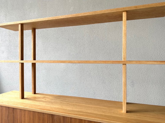 Image 1 of Mid Century wandmeubel / Japandi stijl/ massief essenhout / teak fineer