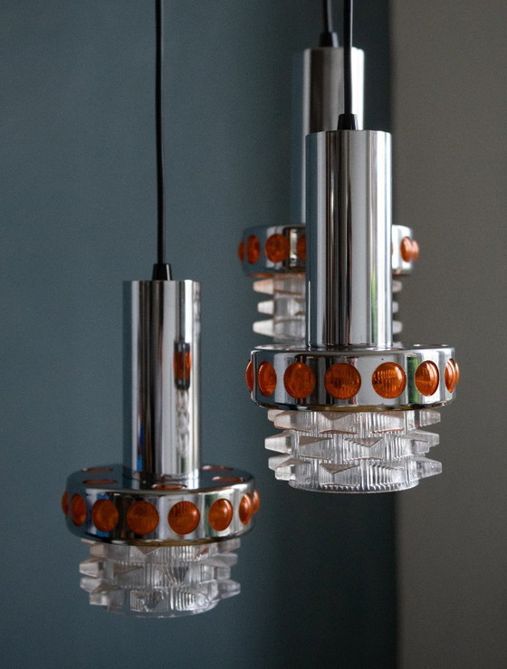 Image 1 of Suspension massive Space Age Orange à cascade