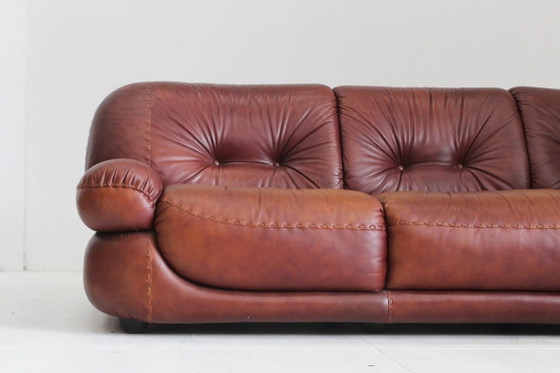 Vintage Sapporo Italian Leather Sofa Mobil Girgi 1970s – 3-5 zitsbanken (photo 6 of 8)