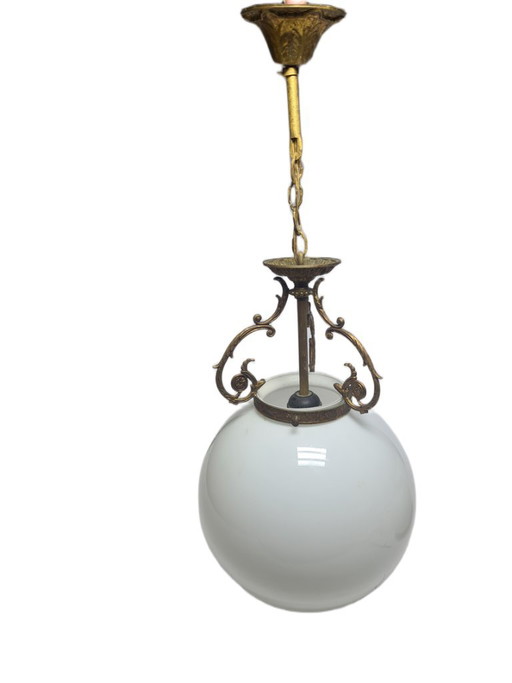 Vintage Pending Lamp, Poland, 1960s – hanglampen, Glass, Metal