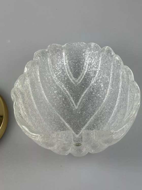 Image 1 of 60's 70's Lampe Lampe murale Glass Brass Blatt Space Age Design