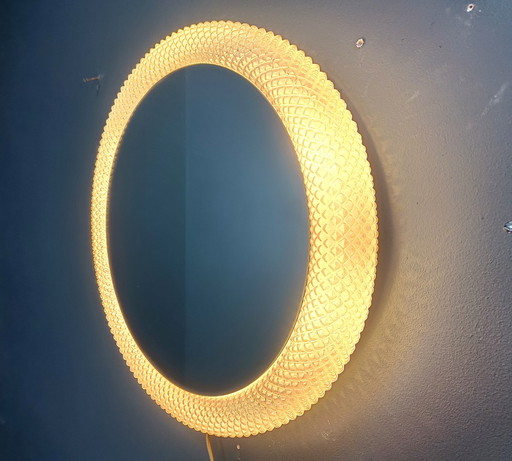 Vintage illuminated glass mirror  by Glashutte Limburg, 1970s
