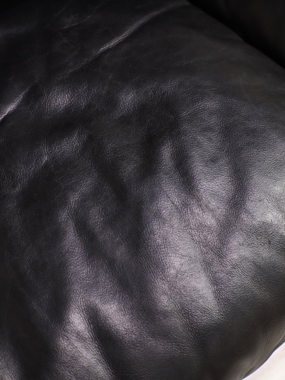Image 1 of Cassina Maralunga 3-Sitzer-Sofa aus schwarzem Leder von Vico Magistretti