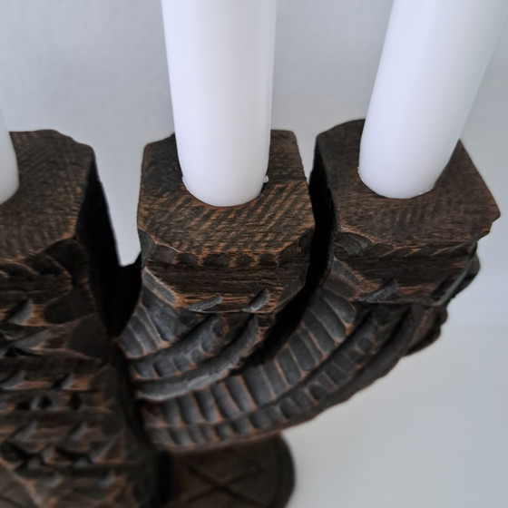 Image 1 of Wooden candlestick Scandinavian vintage