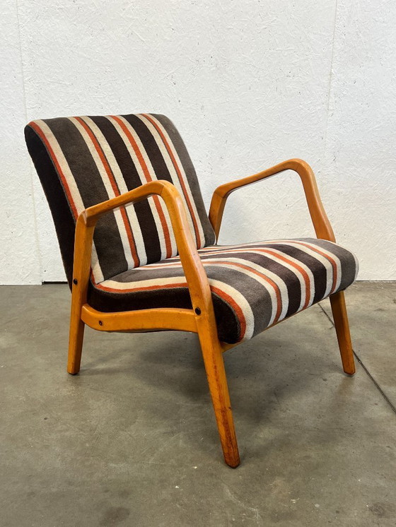 Image 1 of Vintage Fauteuil, Duitsland 1970's, Gestreepte Bekleding