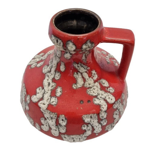 West German Fat Lava vase ES-Keramik red/white