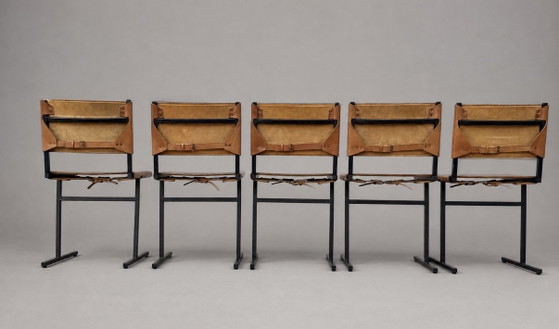 5 sedie Memento — Jesse Sanderson per WDSTCK, pelle color cognac – Sedie da pranzo, Leather, Metal (photo 11 of 15)
