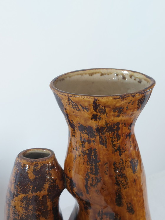 Image 1 of Vintage artist's ceramic twin vase ceramic vase