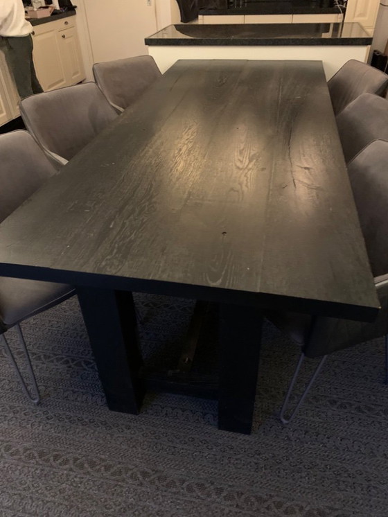 Image 1 of Stylish Black Oak Dining Table XL