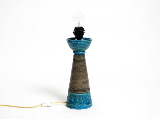 Image 1 of Beautiful 1960s Rimini Blue Ceramic Table Lamp by Aldo Londi for Bitossi, Italy