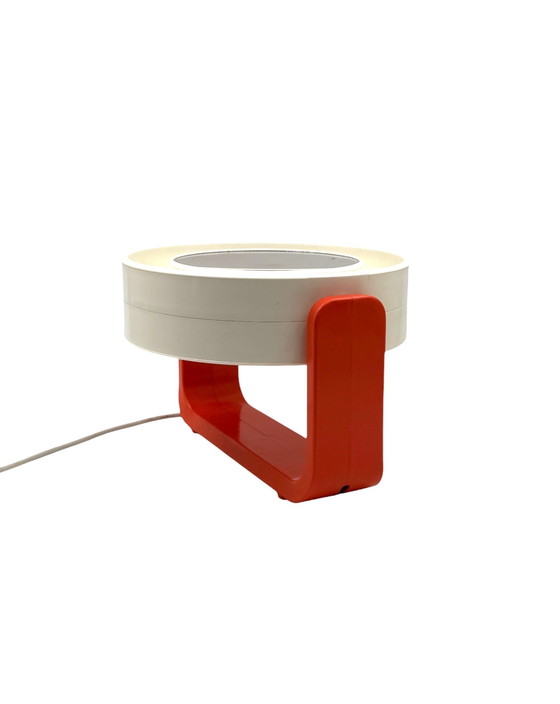 Image 1 of Space Age Orange Illuminated Table Mirror Mod. W93, Allibert, West Germany 1960s