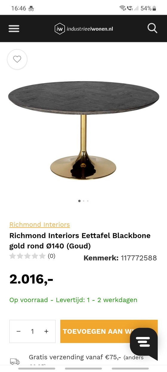 Image 1 of Table ronde Richmond Interiors en os noir et or