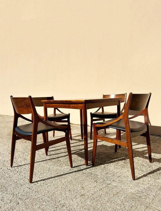Image 1 of Suite mit vier Stühlen H Vestevig Eriksen, Møbelfabrik. Dänemark, 1960er Jahre