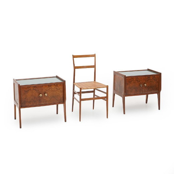 Image 1 of Par de mesitas de noche de brezo, años 50