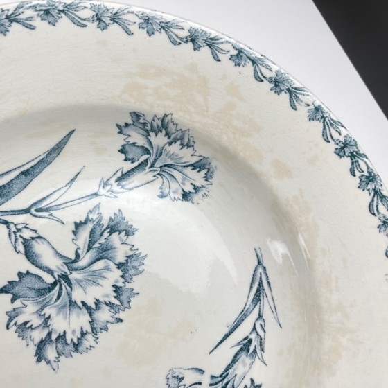 Image 1 of Set of 8 soup plates, "Oeillet" pattern, KG Lunéville, ironstone, 19th century