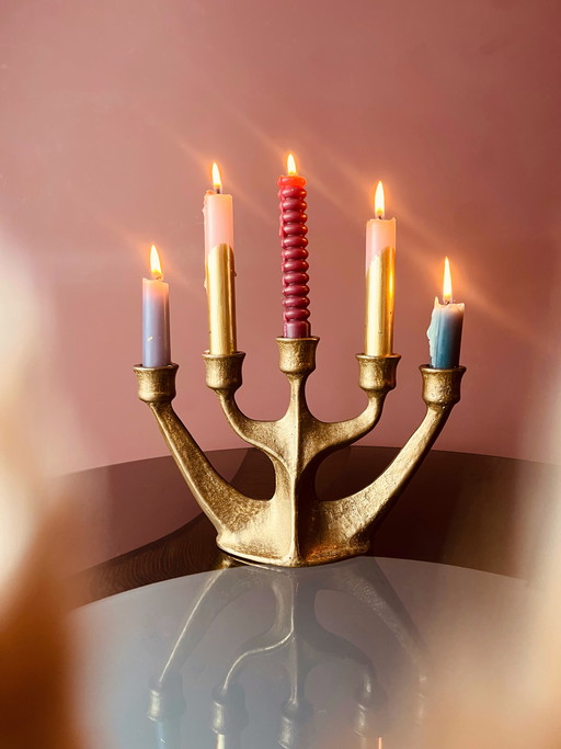 ¡Único! Candelabro de latón Van Gilde de mediados de siglo.