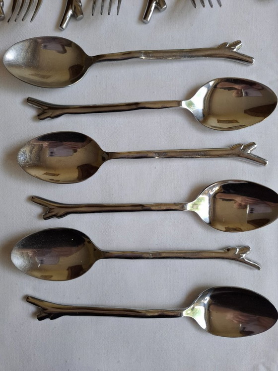 Image 1 of Stainless steel twig branch cutlery x6 (or 12) persons