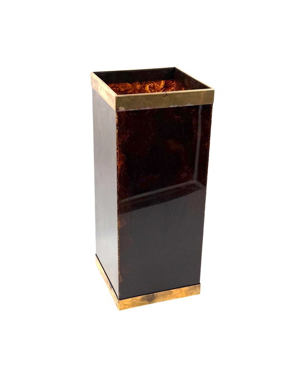 Image 1 of Mid-century brass and bakelite umbrella stand, France 1960s