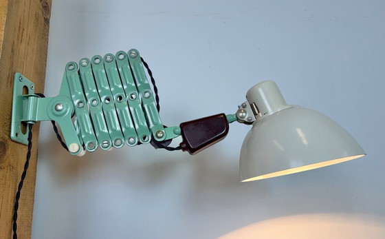 Image 1 of Lampada a forbice industriale di VEB Zweckleuchtenbau Dresden, Germania dell'Est, anni '50