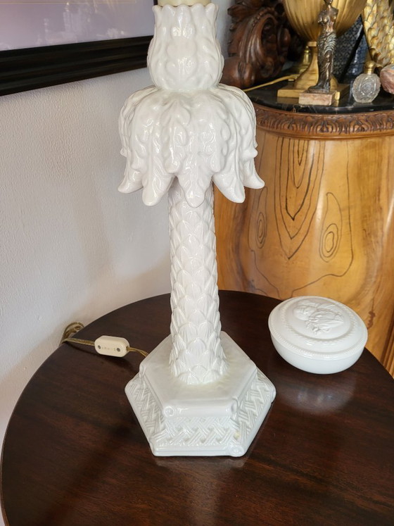 Image 1 of Vintage palm tree lamp white ceramic