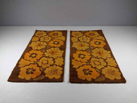 Set di 2 Tappeti Runner Vintage con Motivo Floreale, Anni '60 - '70 – Textile (photo 6 of 9)