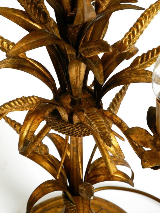 Image 1 of Preciosa lámpara de mesa floral original de los años 70 de Hans Kögl con forma de gavilla de trigo.